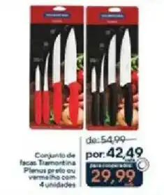 Coop Conjunto de facas tramontina plenus preto ou vermelho oferta