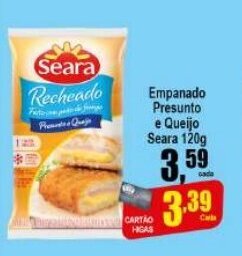 Higa's Supermercado Empanado Presunto e Queijo Seara 120g oferta