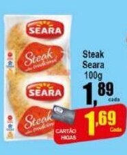 Higa's Supermercado Steak Seara 100g oferta