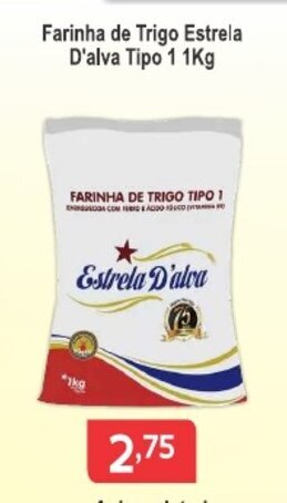 Calvo Atacadista Farinha de Trigo Estrela D'alva Tipo 1 1kg oferta