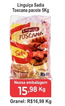 Calvo Atacadista Linguica Sadia Toscana pacote 5kg oferta
