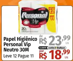 Supermercado Dalben Papel Higiênico Personal Vip Neutro oferta
