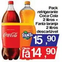 Supermercados Gricki Pack refrigerante Coca Cola 2 litros + Fanta laranja 2 litros descartável oferta