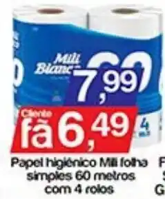 Supermercados Gricki Papel higienico mili folha simples oferta