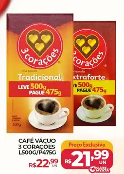 Supermercados Myatã Café vácuo 3 corações oferta