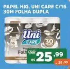 Supermercados Pague Menos Papel hig. uni care c/16 oferta