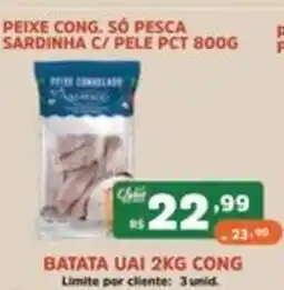 Supermercados Pague Menos Peixe cong só pesca sardinha c/ pele pct oferta
