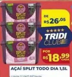 Supermercados Tridico Açaí split todo dia 1,5l oferta