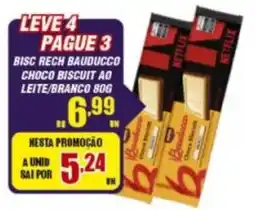 Violeta Supermercados Bisc rech bauducco choco biscuit ao leite/branco 80g oferta
