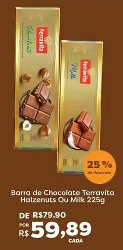 Mercadinhos São Luiz Barra de Chocolate Terravita Halzenuts Ou Milk oferta