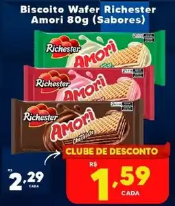 Rede uniforça Biscoito Wafer Richester Amori 80g oferta