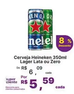 Super Lagoa Cerveja Heineken 350ml Lager Lata ou Zero oferta