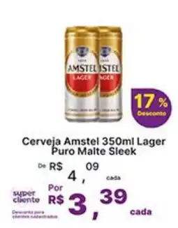 Super Lagoa Cerveja Amstel 350ml Lager Puro Malte Sleek oferta