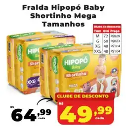 Rede uniforça Fralda hipopó baby shortinho mega tamanhos oferta