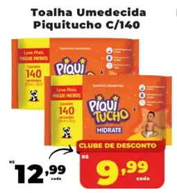 Rede uniforça Toalha Umedecida Piquitucho C/140 oferta