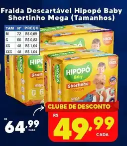Rede uniforça Fralda descartável hipopó baby shortinho mega oferta