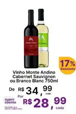 Super Lagoa Vinho Monte Andino Cabernet Sauvignon ou Branco Blanc oferta