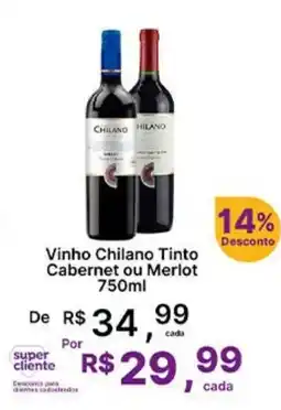 Super Lagoa Vinho Chilano Tinto Cabernet ou Merlot oferta