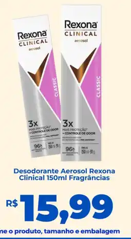 Andorinha Hipermercado Desodorante Aerosol Rexona Clinical 150ml Fragrâncias oferta