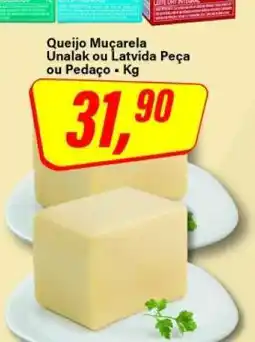 Rede Supermarket Queijo Muçarela Unalak ou Latvida Peça ou Pedaço oferta