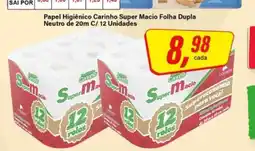 Rede Supermarket Papel Higiênico Carinho Super Macio Folha Dupla Neutro de 20m C/ 12 Unidades oferta