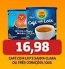 Supermercados Queiroz Café com leite santa clara ou três corações oferta