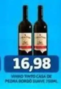 Supermercados Queiroz vinho tinto casa de pedra bordo suave oferta