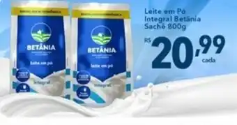 Leite em po Integral Betania Sache 800g