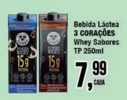 Rede Economia Bebida Láctea 3 Corações Whey Sabores oferta