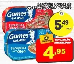 Amarelinha supermercados Sardinha Gomes da Costa 125g Oleo/ Tomate oferta