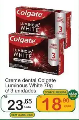 Giga Atacado Creme dental colgate luminous white oferta