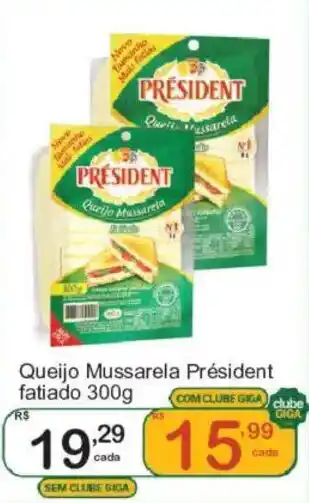 Queijo Mussarela Président fatiado