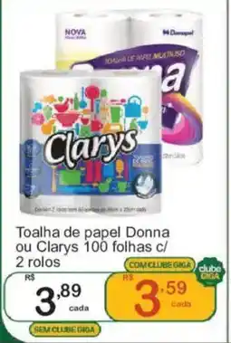 Giga Atacado Toalha de papel donna ou clarys 100 folhas oferta