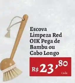 Novo Atacarejo Escova Limpeza Red Oik Pega de Bambu ou Cabo Longo oferta