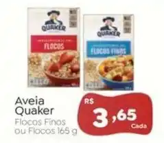 Novo Atacarejo Aveia Quaker Flocos Finos ou Flocos 165 g oferta