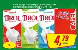 Rede Supermarket Leite longa vida integral semidesnatado ou desnatado tirol ou capel uht oferta