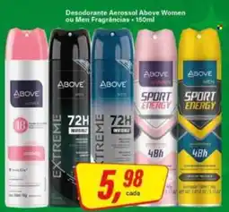 Rede Supermarket Desodorante Aerossol Above Women ou Men Fragrâncias oferta