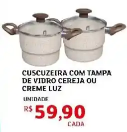Assaí Atacadista Cuscuzeira com tampa de vidro cereja ou creme luz oferta