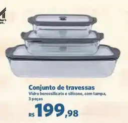 Sam's Club Conjunto de travessas Vidro borossilicato e silicone, com tampa oferta