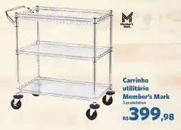 Sam's Club Carrinho utilitário Member's Mark 3 prateleiras oferta