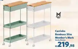 Sam's Club Carrinho Bamboox Slim Member's Mark Verde/Branco oferta