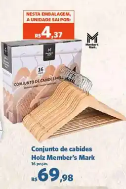 Sam's Club Conjunto de cabides Holz Member's Mark oferta