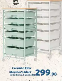 Sam's Club Carrinho Flow Member's Mark Verde/branco, 6 gavetas oferta