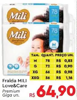 Komprao Atacadista Fralda mili love&care premium giga un. oferta