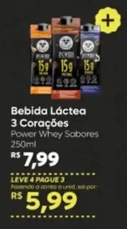 Peg Pese Bebida Láctea 3 Corações Power Whey Sabores oferta