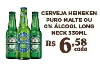 Cerveja heineken puro malte ou 0% álcool long neck