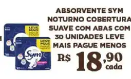 Bahamas Supermercados Absorvente sym noturno cobertura suave com abas oferta