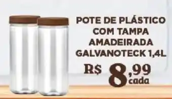 Pote de plástico com tampa amadeirada galvanoteck