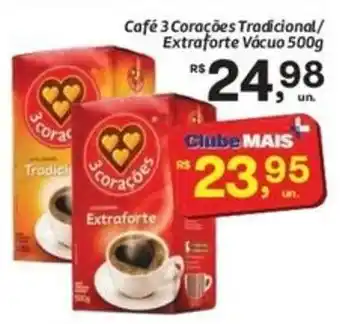 Café 3 Corações Tradicional/Extraforte Vácuo