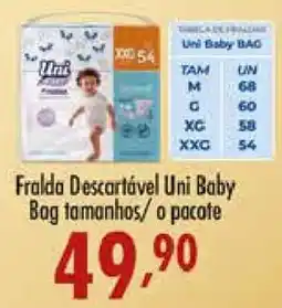 Confiança Supermercados Fralda descartável uni baby bag tamanhos oferta